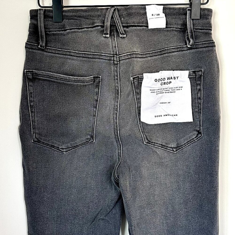 NWT Good American Good Waist Crop Raw Hem Jeans - Size 6 / 28 - Picture 5 of 10